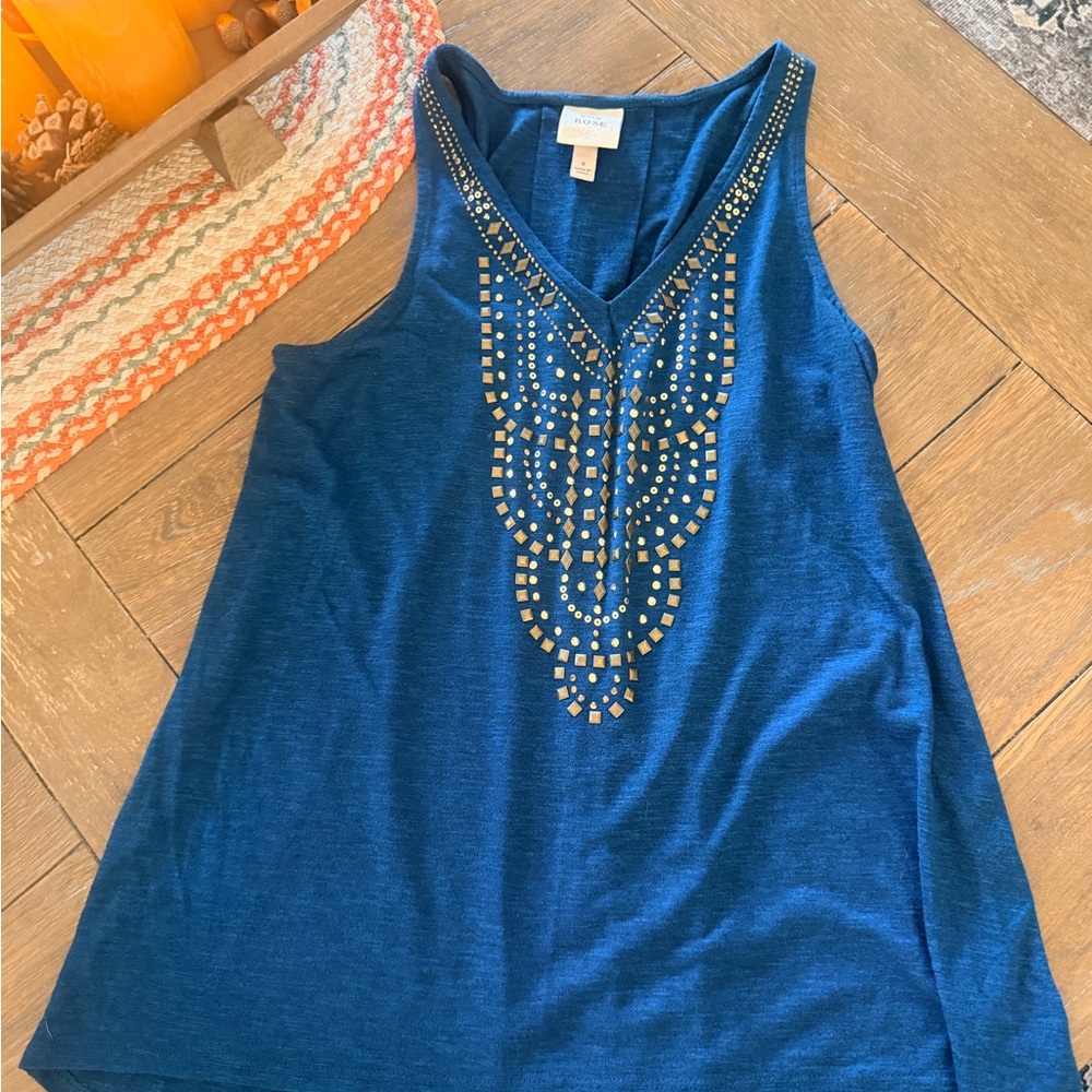 Knox Rose Blue Embellished Tank Top